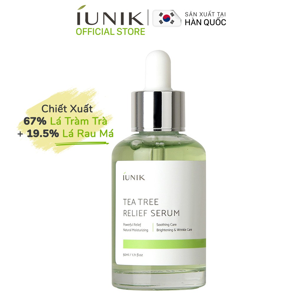 Tinh chất dưỡng dành cho mụn và nhạy cảm IUNIK Tea Tree Relief Serum 50ml