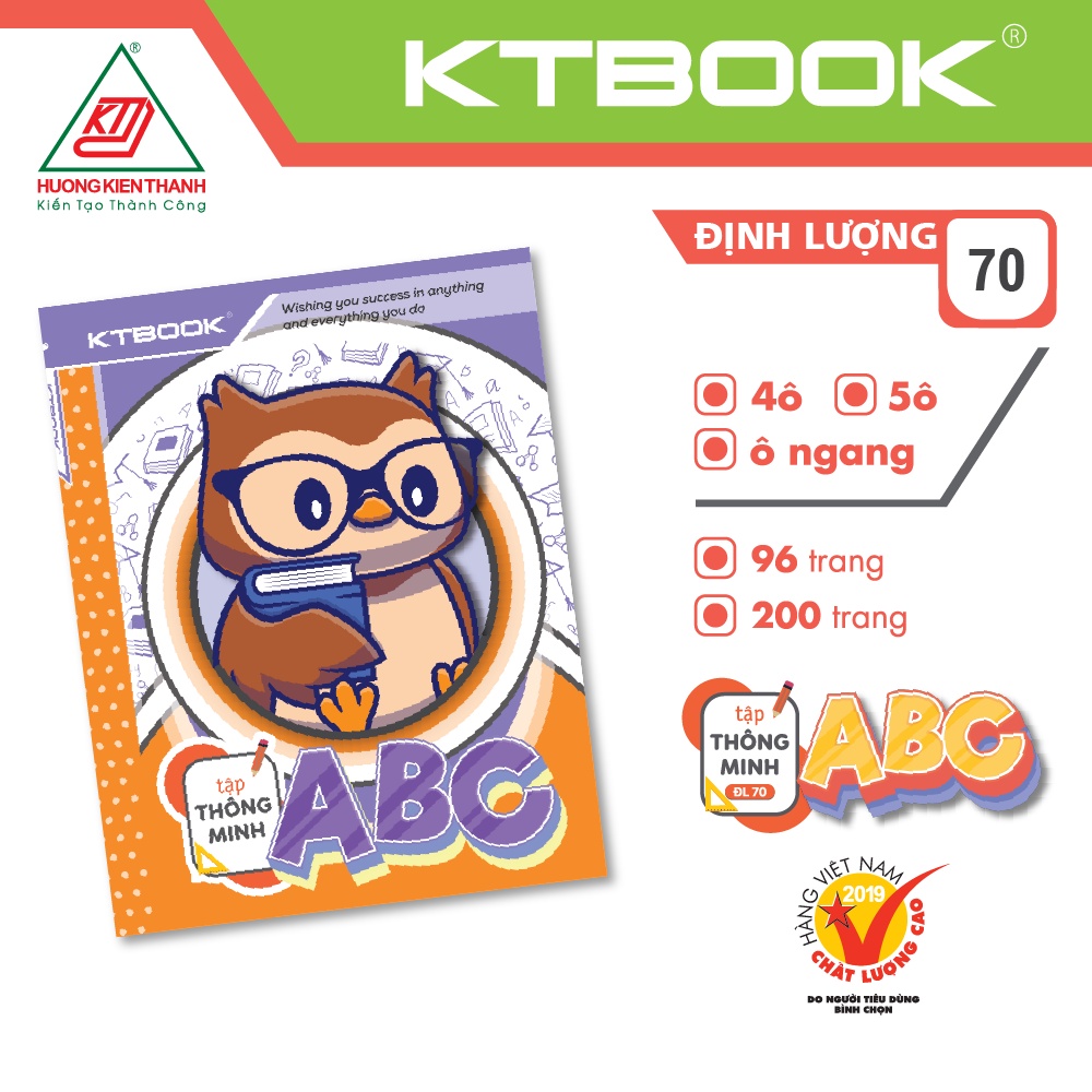 Gói 10 cuốn Tập Học Sinh KTBOOK Cao Cấp Thông Minh ABC giấy trắng tốt ĐL 70 - 96 trang