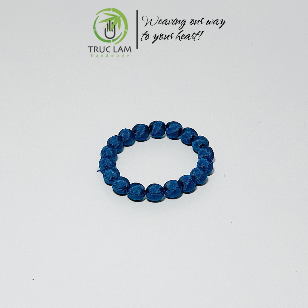 Vòng Đeo Tay Hạt Gỗ Bọc Vải Lụa Nhiều Màu Sắc A Trúc Lâm Handmade