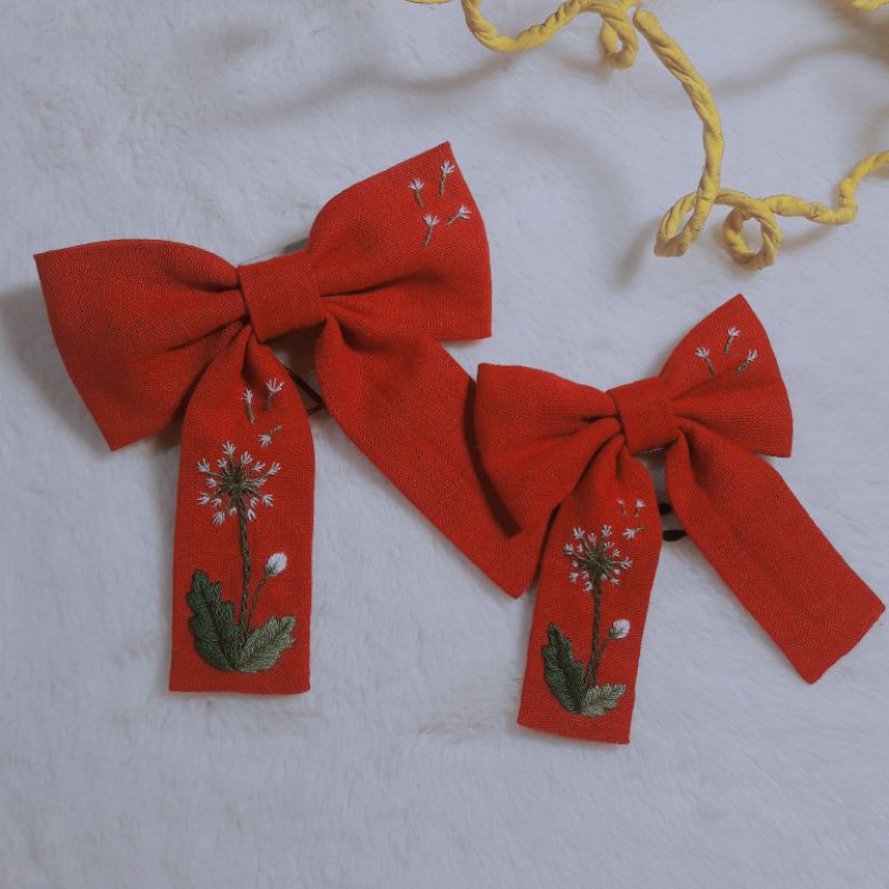 Nơ cột tóc thêu tay handmade