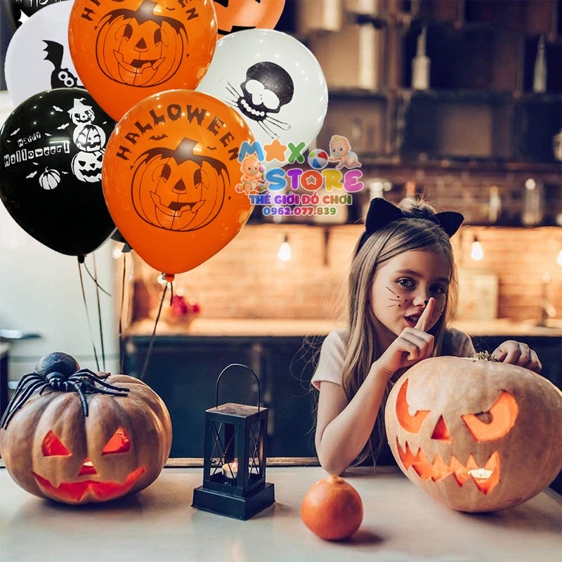 Set Bóng Bay 3 Màu In Hình Halloween Trang Trí Lễ Hội