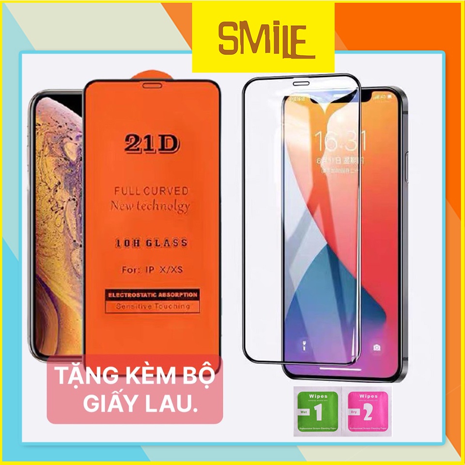 Cường Lực iphone full Màn 21D iphone 6 7 7plus 8plus X Xsmax 11 11promax 12 12promax 13 13promax 14 pro max promax [21D]