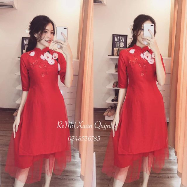 SET ÁO DÀI CÁCH TÂN HOT 2020⚡⚡⚡RỘN RÀNG DIỆN TÊT-CHẤT TAPTA KẾT HOA MỀM MỊN CHUẨN HÌNH (KÈM ẢNH THẬT) | BigBuy360 - bigbuy360.vn