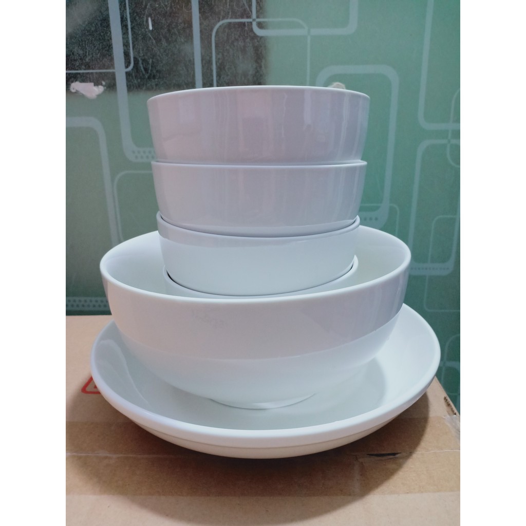 Bộ Bát Đĩa Trắng Trơn 6 Món - Sứ Minh Châu