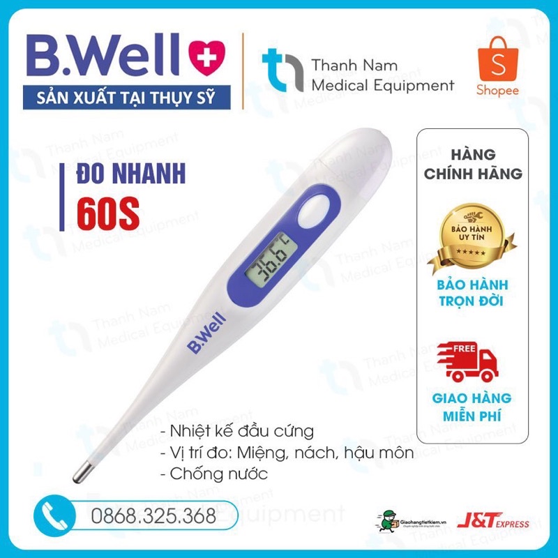 Nhiệt kế điện tử đo nhiệt độ cơ thể dạng bút đầu mềm Bwell bảo hành trọn đời