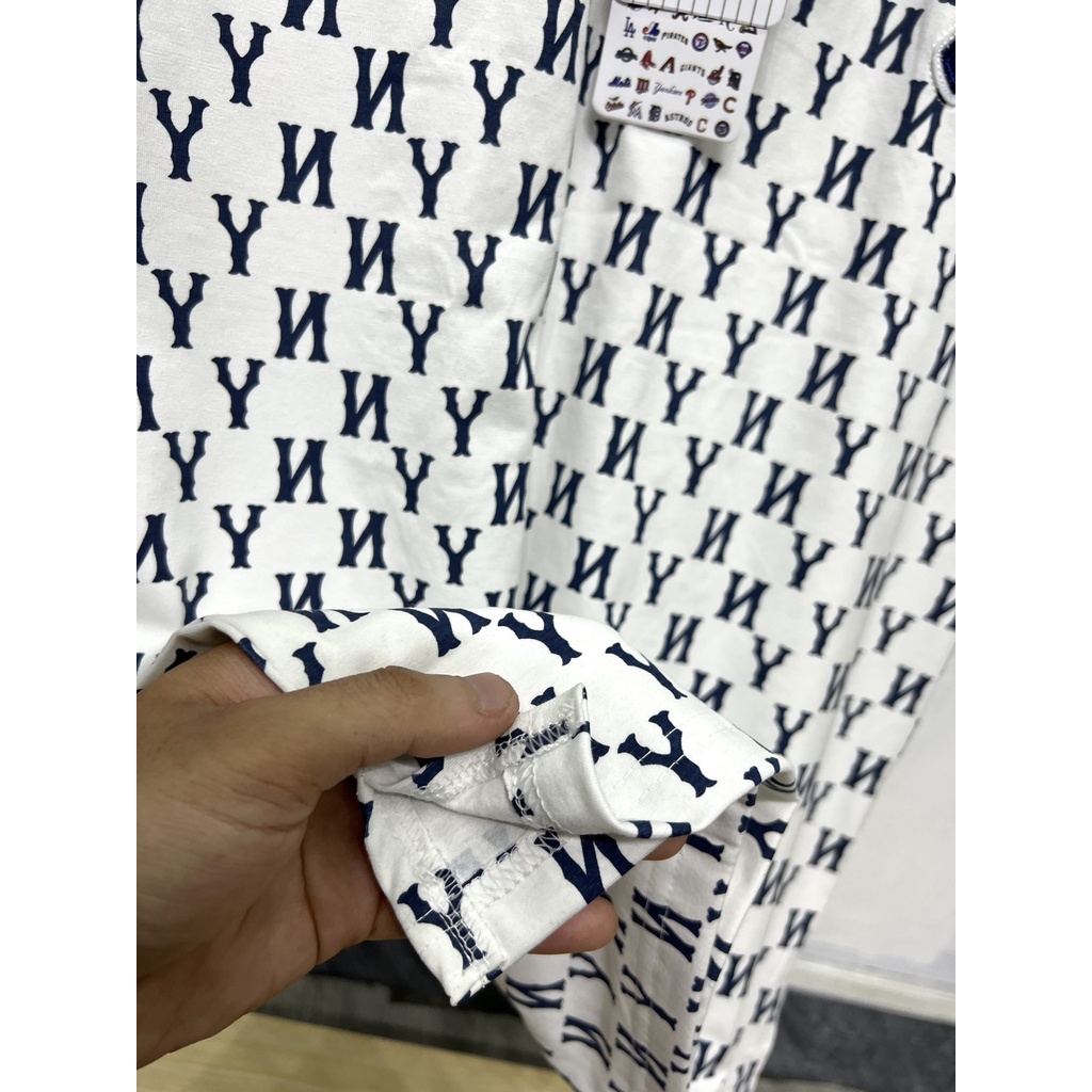 Áo Polo NY MLB unisex nam nữ in hình Monogram Mega-Logo cá tính