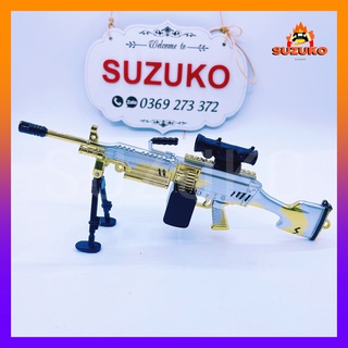  Mô hình súng kim loại đồ chơi lắp ráp nhân vật pubg csgo free fire M249 Silver Gold dài 20cm trưng bày sưu tầm 