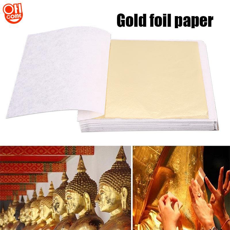 100 miếng dán hình lá mạ vàng 24K