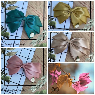 [Hàng thiết kế] Kẹp/ cột tóc satin handmade đính hoa A028
