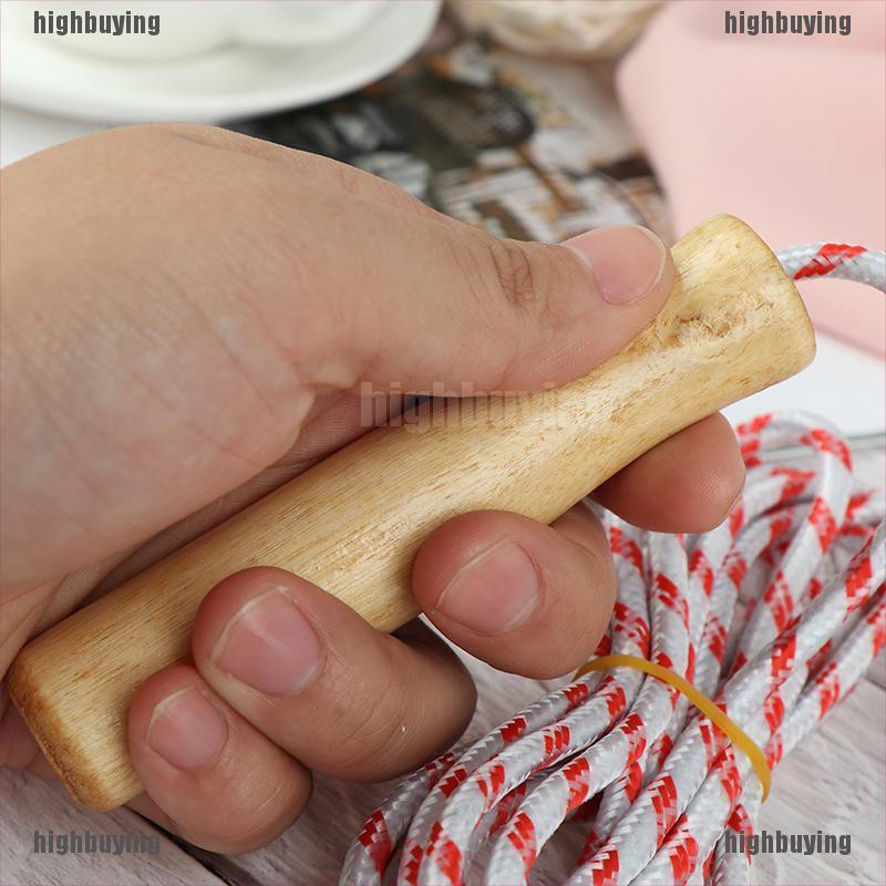 Dây nhảy có tay cầm gỗ luyện tập thể thao tiện dụng