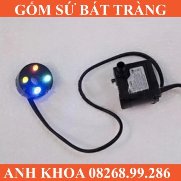 Máy Bơm Mini 5W kèm đèn led - Gốm sứ Bát Tràng Anh Khoa