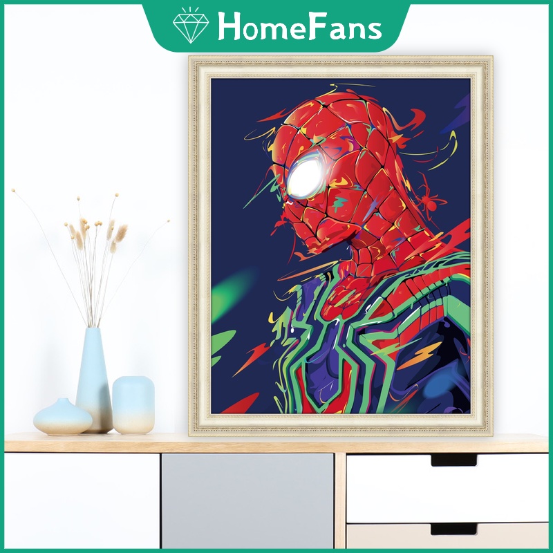 Bộ Tranh Đính Đá 5D Tự Làm 40x50cm Hình Người Nhện Hoạt Hình Trang Trí Nhà Cửa