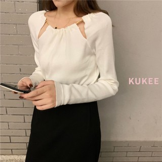 Áo Kiểu Thiết Kế Cổ Yếm Phối Tay Dài Thanh Lịch Thời Trang Mùa Thu Cho Nữ