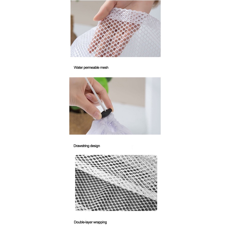 Túi Lưới Polyester Dây Rút Giặt Quần Áo Chống Gió Tiện Dụng
