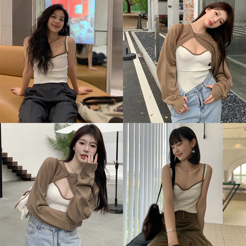 Áo Khoác Cardigan Dệt Kim Tay Dài Cho Nữ