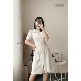 ĐẦM SUÔNG TAY PHỒNG NÚT NGỌC