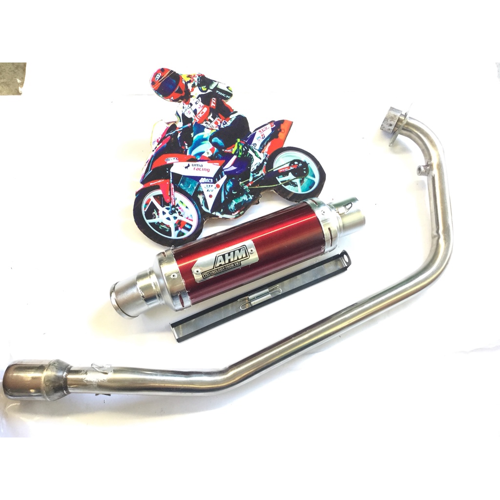 Bộ pô ahm đỏ full CỔ INOX THẲNG WAVE, SI, CUP, DREAM, EXCITER, WINER, SONIC, RAIDER FI, SATRIA, GSX