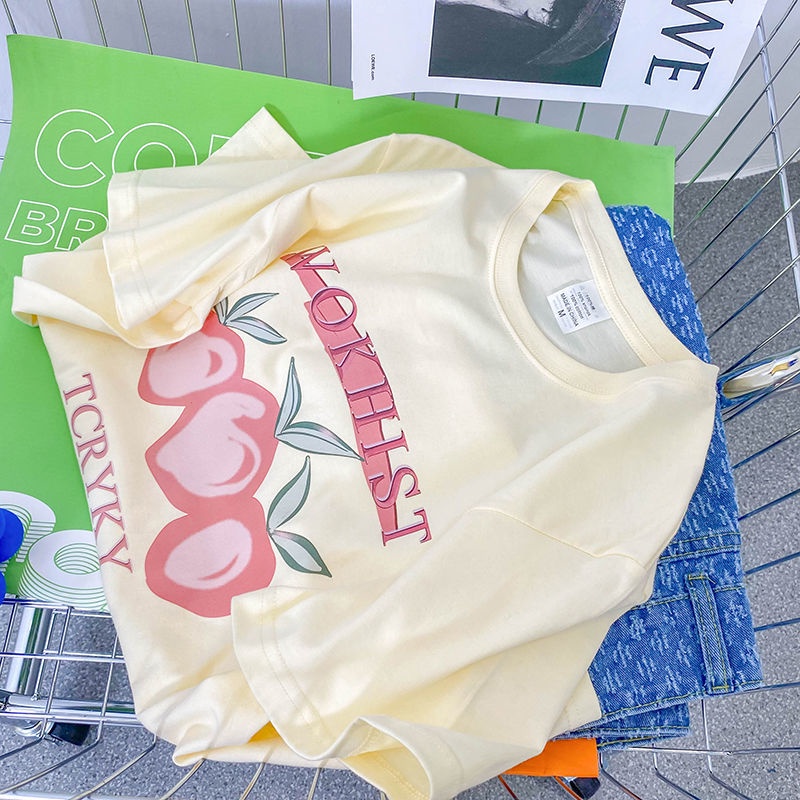 Áo Thun cotton Tay Ngắn Dáng Rộng Phong Cách Hàn Quốc Mới