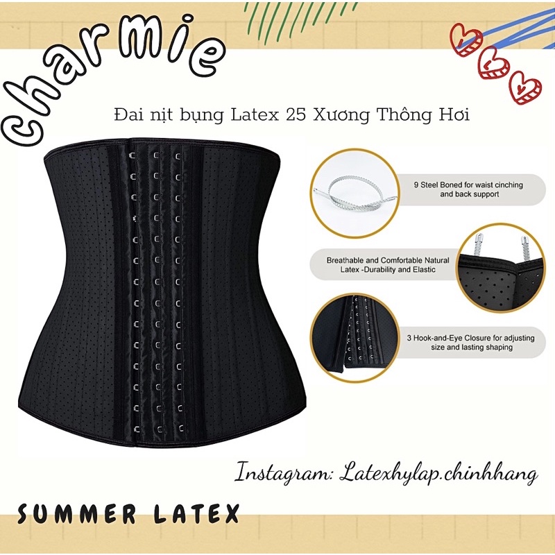 Đai nịt bụng Latex thông hơi 25 xương - Summer Latex by Charmie