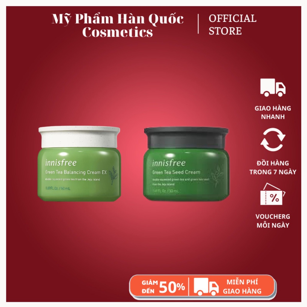 KEM DƯỠNG ẨM TRẮNG DA CHIẾT XUẤT TỪ MẦM TRÀ XANH Innisfree Green Tea Seed C 50G