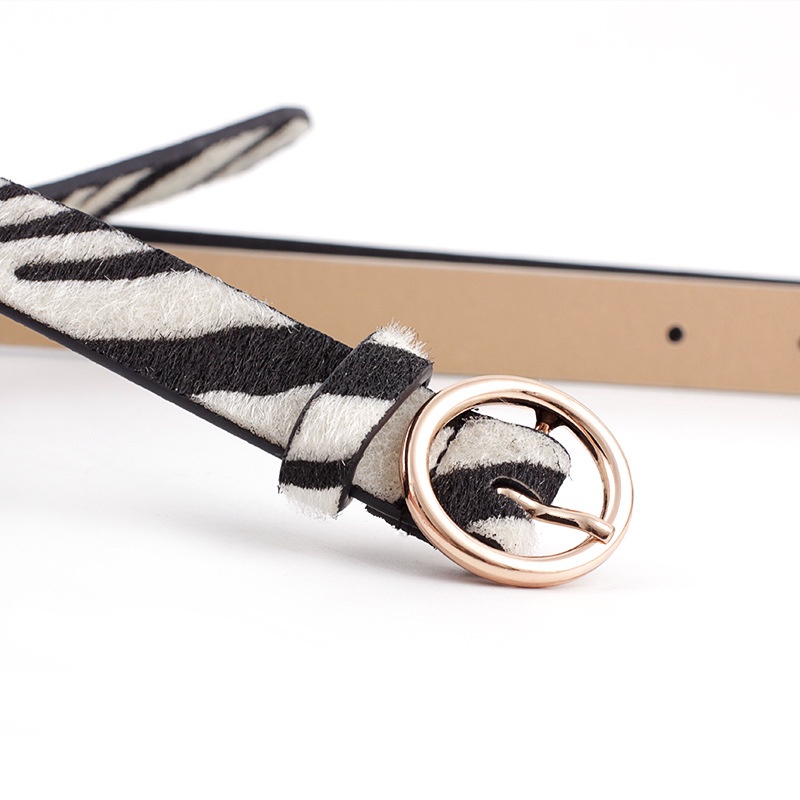 Thắt lưng bản nhỏ khóa tròn họa tiết da báo thời trang cho nữ