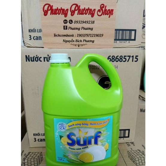 [HCM CHÍNH HÃNG] Nước rửa chén Surf Hương Chanh Xả Hương Tắc Can 3.8kg