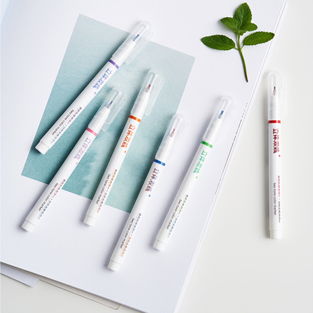 Set 6 Bút Dạ Quang Hai Màu Sắc Qipin