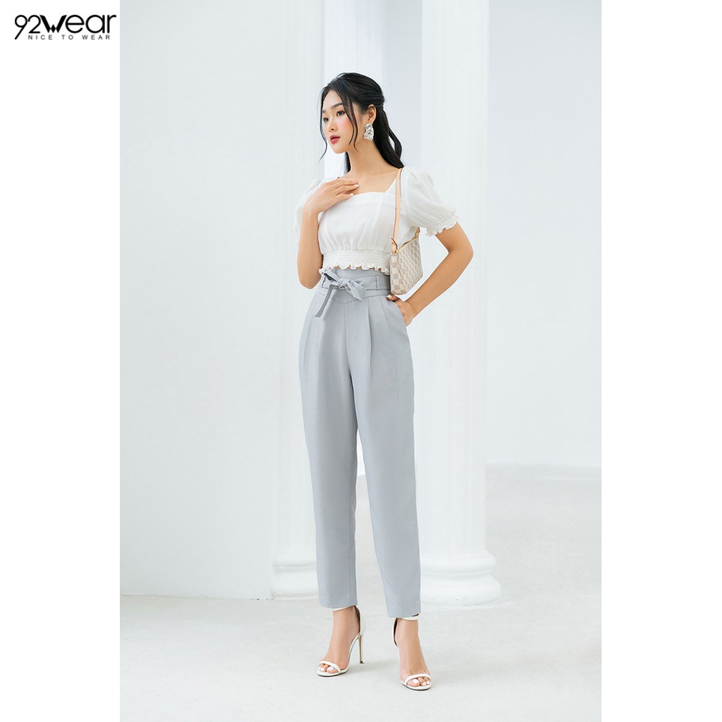 Quần Baggy nữ công sở 92WEAR đủ màu, đủ size thắt đai rời QGW0927