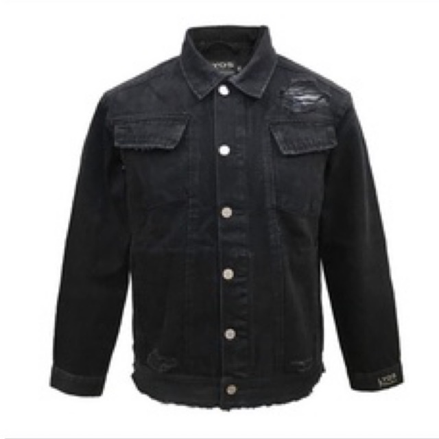 Áo Khoác Jeans Nam STREETWEAR Cao Cấp, Áo Khoác Bò Nam Màu Đen Rách Tua Sợi ở Lai TLB Vietnam