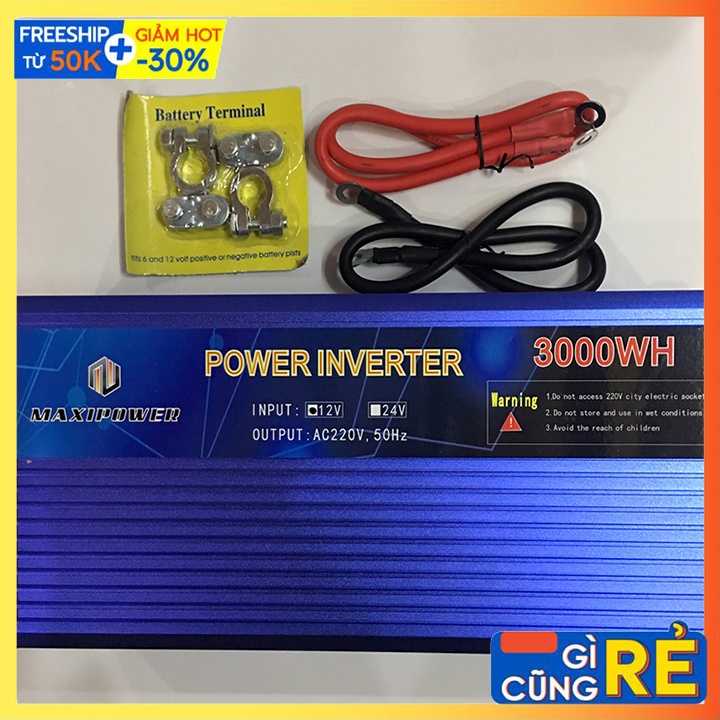 Máy đổi nguồn điện ắc quy, kích điện 220V Nguồn 24V INVERTER 3000W