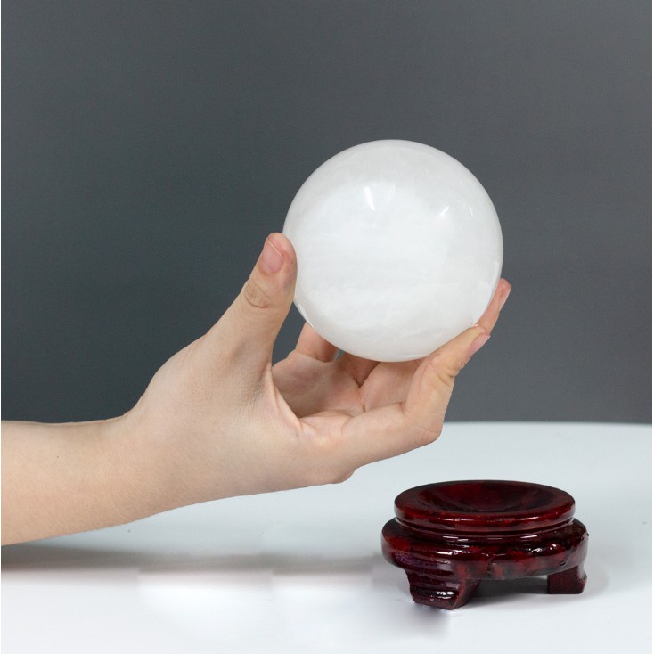 [XẢ KHO Size 0.7 Kg] Quả Cầu Phong Thủy T.A Trắng mạng KIM - THỦY nặng 0.7 Kg, Đường Kính 7-8cm - Phong Thủy Thành Đô