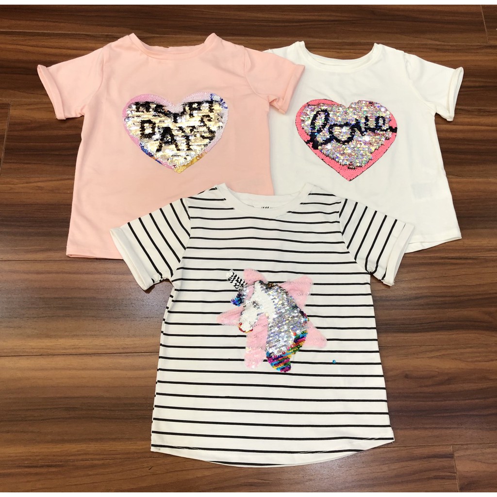 Áo Cotton cho bé gái💝S̳I̳Ê̳U̳ ̳Đ̳E̳P̳💝Áo thun HM Pony kim sa cho bé siêu sành điệu chuẩn đẹp size 18t-10 tuổi