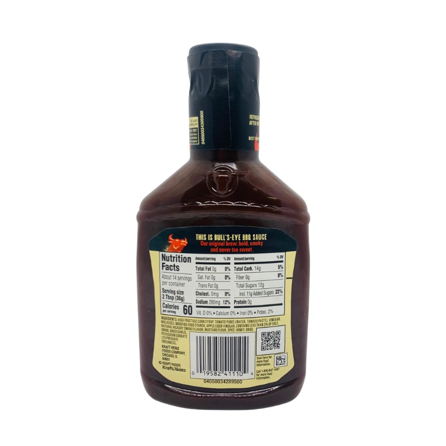 Sốt ướp thịt nướng BBQ Bull's Eye Vị Truyền Thống 510g HEINZ