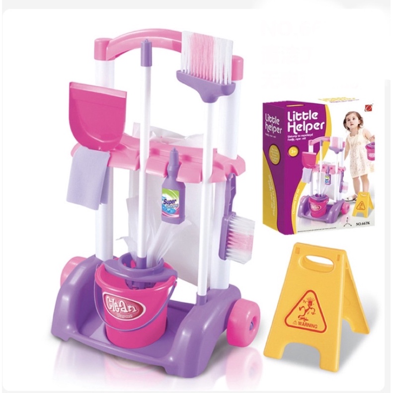 [Hàng sẵn]Bộ công cụ làm sạch mô phỏng cho trẻ em  bộ máy hút bụi nhà vệ sinh, dọn dẹp xe đẩy đồ chơi 6 10+ người trẻ em