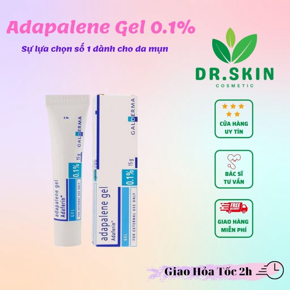 Adapalene Gel 0.1 Adaferin - Differin Gel 0.1 % Giúp giảm mụn ẩn mụn trứng cá mụn đầu đen làm sáng da mờ thâm hiệu quả.