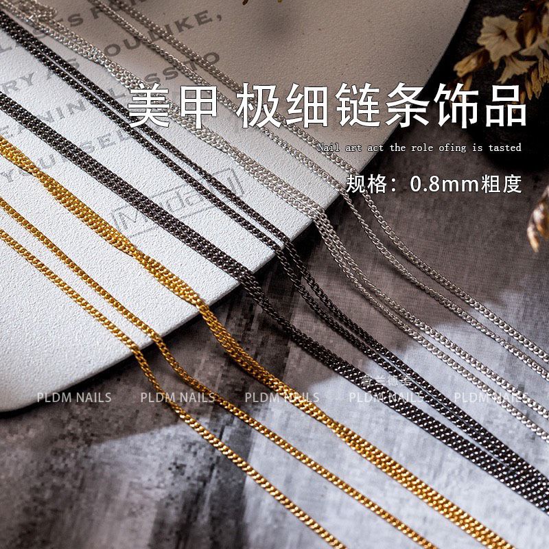 Xích nail bạc,đen ,vàng gắn trang trí móng tay