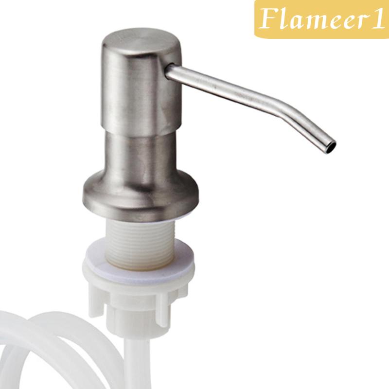[flameer1] Đầu Bơm Xà Phòng Bồn Rửa Chén Bằng Thép Không Gỉ Với Ống Silicone Mở Rộng Màu Bạc
