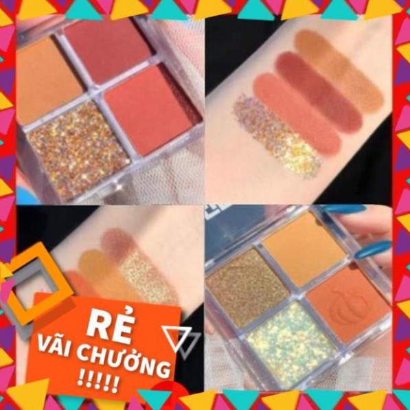 ( quynh123 ) Bảng Phấn Mắt 4 Ô Dikalu Pumpkin Wine Red