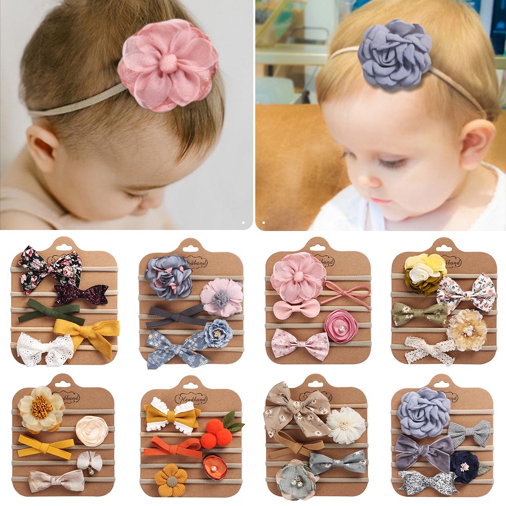 Set 5 Băng Đô Nylon Mỏng Cho Bé Gái 0-4 Tuổi