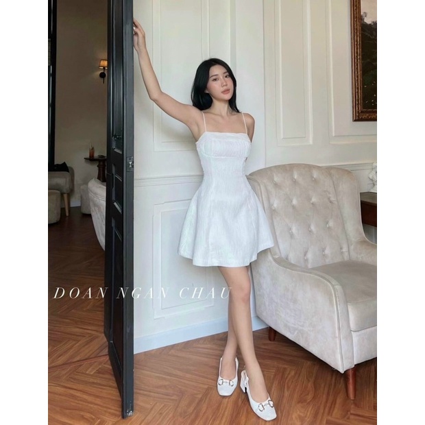 Đầm Váy 2 Dây Sớ Gỗ Cúp Ngực