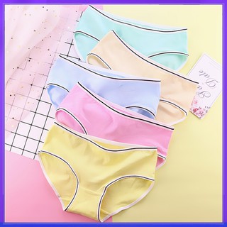 Quần lót cotton lưng vừa màu trơn đơn giản