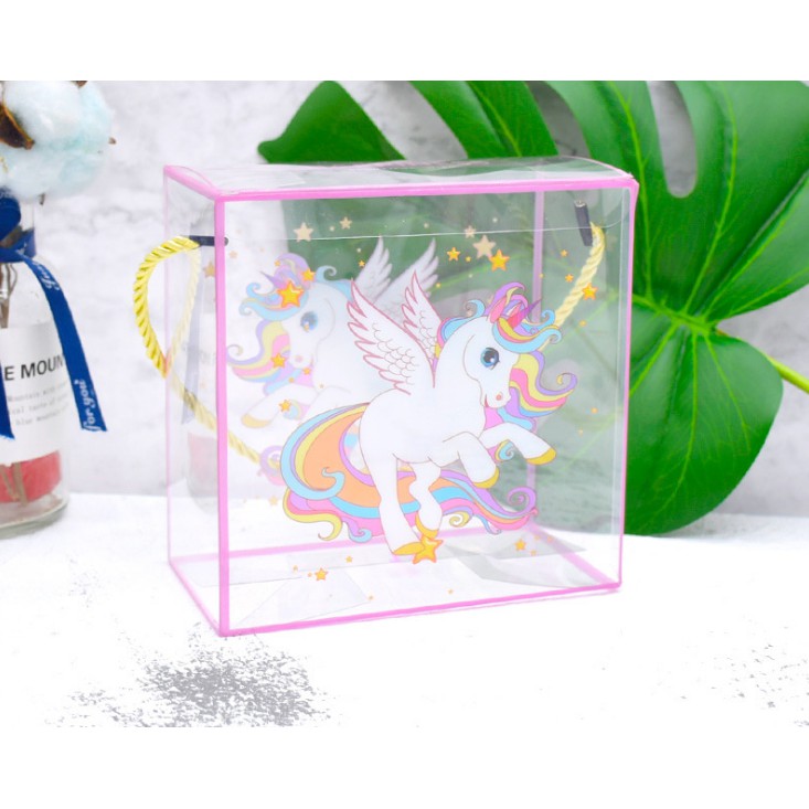 Hộp mica trong đựng bánh kẹo hình Unicorn