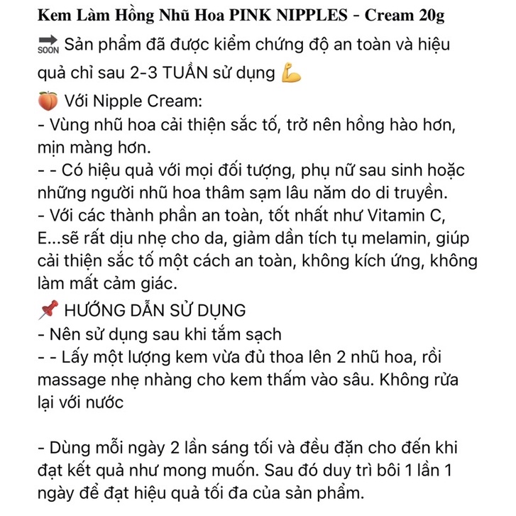 Kem làm hồng nhũ hoa Pink Nipple Cream - 50G