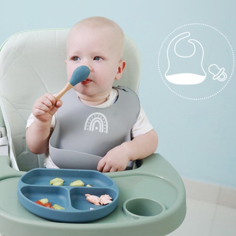 Yếm Ăn Silicone Cấp Thực Phẩm Không BPA Chống Nước Có Thể Điều Chỉnh Cho Bé Sơ Sinh