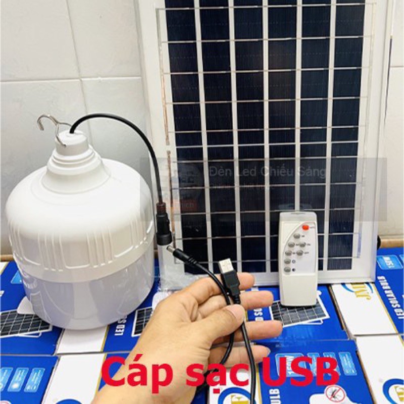 Đèn năng lượng mặt trời 150W 3 chế độ dùng trong nhà và đuổi muỗi sáng liên tục 10 tiếng có cáp sạc USB