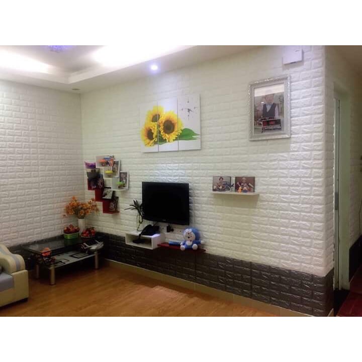 Xốp Dán Tường 3D Giả Gạch Kích Thước 70cm x 77cm Dày 4mm, Xốp Dán Tường Có Keo Sẵn Cách Âm Cách Nhiệt, Chống Thấm Nước