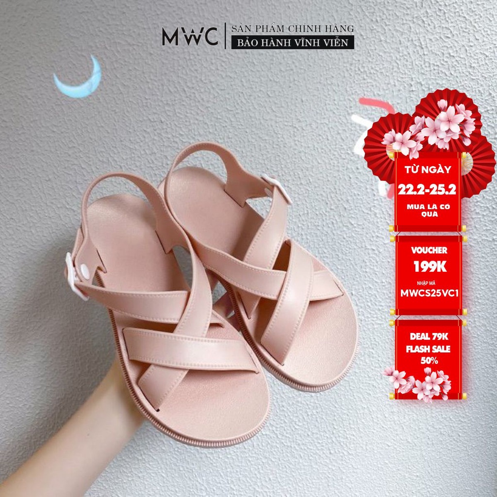 Giày sandal nữ quai chéo cao su dẻo MWC NUSD- 2770