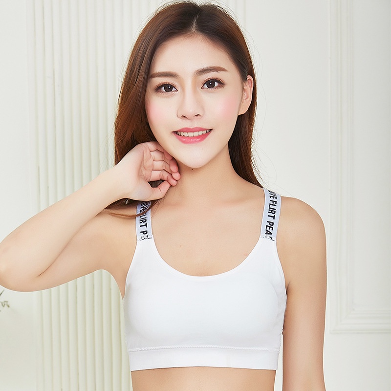 Áo bra tập gym 2 dây chéo lưng họa tiết chữ nổi bật, có mút mỏng chống lộ, co dãn thoải mái HLBOUTIQUE 1102