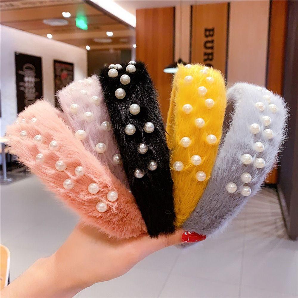 Băng Đô Cài Tóc Phủ Lông Acrylic Chống Trượt Thời Trang Thu Đông Cho Nữ