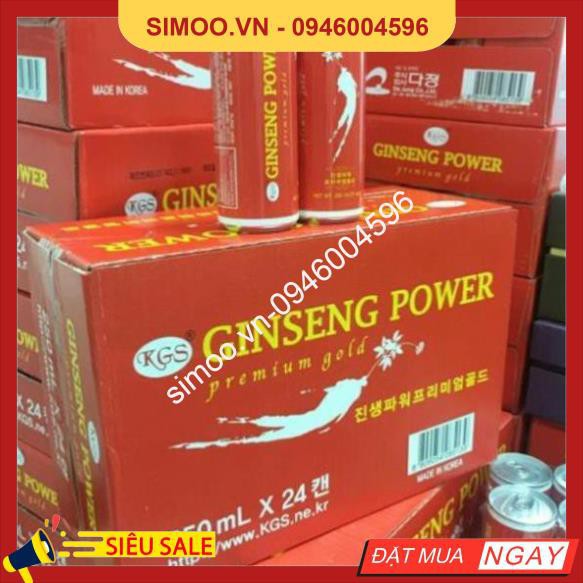 Nước Hồng sâm lon Ginseng Power KGS thùng 24 lon x 250ml
